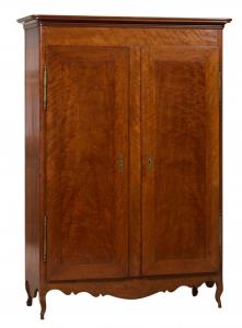 Circa 1790-1820 Louisiana Creole-style flush panel figured cherry armoire, made in New Orleans in the St. Dominique tradition. Estimate: $5,000-$8,000
