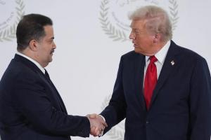 Iraqi Prime Minister Mohammed Shia' al-Sudani (left) and U.S. President Donald Trump (right)