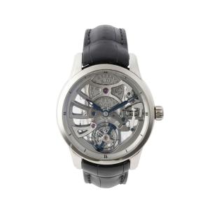 Stunning Ulysse Nardin Ref. 1700-129 Skeleton Tourbillon, crafted in 18K white gold, one of only 200 watches worldwide. With open worked skeleton dial. Estimate: CA60,000-$75.000.
