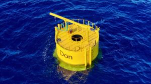 A close up drone view of a cylindrical hull
