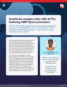 Front page of a report titled: Accelerate complex tasks with AI PCs featuring AMD Ryzen processors