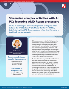 Front page of a report titled: Streamline complex activities with AI PCs featuring AMD Ryzen processors