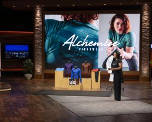 Maya Nazareth pitching Alchemize Fightwear on Shark Tank