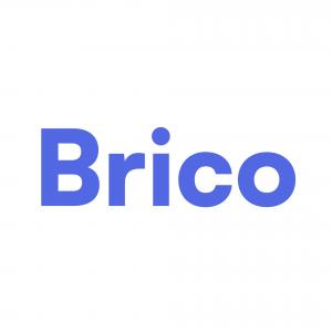 Brico Logo. The word Brico in blue.