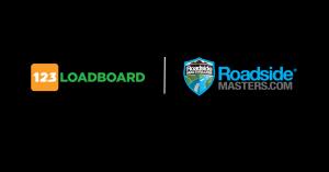 Logos of 123Loadboard and Roadside Masters side by side, representing a new partnership to provide truckers with nationwide roadside assistance.