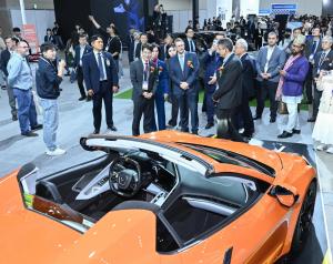 Acting Mayor Jeong-gi Kim of Daegu and VIP attendees visit the booth of Xpeng AeroHT at FIX 2025