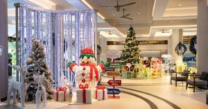 Christmas decorations with twinkling lights, ornaments, and tropical touches at Courtyard Phuket Patong Beach Resort.
