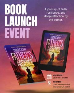 Barry O’Franklin Sr. speaking and interacting with guests at his Through My Father’s Absence book launch event.