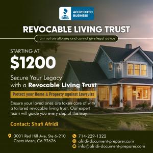 Affordable Living Trust Preparation Service California