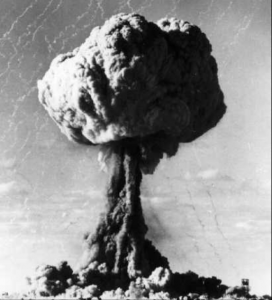 A archive photograph of an Atomic bomb being tested on the Maralinga lands in 1960