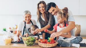 Family with gluten sensitive children enjoying a meal together