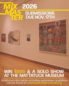 Mixmaster Juried Art Show submissions due 11/17, image of exhibition title graphic
