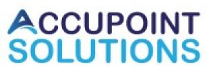 The AccuPoint Solutions Logo is colored blue and the A in AccuPoint looks like a wave because the company is located in Avon by the Sea NJ