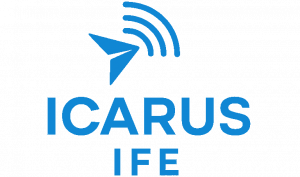 Logo of Icarus IFE Systems LLC, developer of the Icarus One Portable Inflight Entertainment System, featuring AI and secure Crew Chat technology.