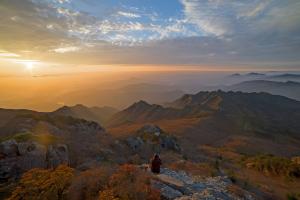 Sunrise from Mt. Gayasan, Seongju, South Korea.