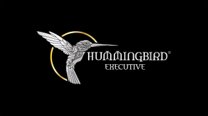 hummingbird logo in silver  with wings opened