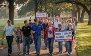 Veterans walking in Killeen Texas for 4th annual don't walk alone sponsored event