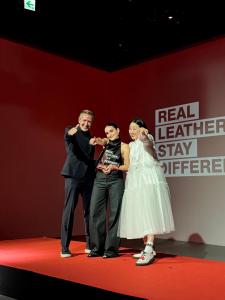 Christopher Koerber MD Hugo Boss Ticino and Kora Hsieh, editor in chief Harpers Bazar Taiwan with the highly commended finalist Sara Jacqueline Morandini