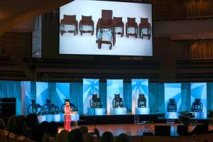 Host Candace Cameron Bure Presenting GEN 4 JOY Wheelchair on Stage