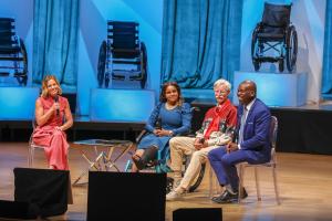 Host Candace Cameron Bure, CEO, Nuka Hart, President and Founder, Don Schoendorfer, and Guest, CEO of Hospital El Buen Samaritano, Moisés Sifren