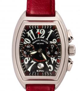 A Frank Muller ‘King’ Conquistador stainless steel wristwatch no. 456/1000 ($10,000–$20,000)