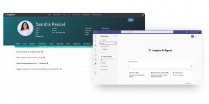 Screenshot of Inspire Software’s AI Agents integrated with Microsoft Copilot and the Inspire platform, showing automated strategy reviews, OKR planning, and one-on-one meeting prep.