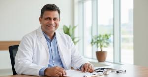 A professional photo of Dr. Murthy Korada, Pediatrician and Pediatric Endocrinologist in Maple Ridge, BC, representing his patient-first and evidence-based approach to family healthcare in British Columbia.