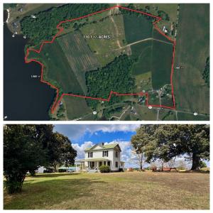 110.1± acres with 1,980± feet of Lake Anna frontage on the cool side (“Terry’s Run”). 3 BR / 2 BA farmhouse with 1,526± sq. ft., hardwood floors, and front & side porches . Kitchen with all appliances, living room, dining room, unfinished basement & attic.