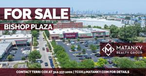 Bishop Plaza retail and medical center in Chicago featuring Burlington and CSL Plasma, now for sale by Matanky Realty Group.
