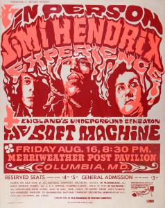 A $10,000 Reward Is Offered For This Jimi Hendrix Merriweather Post Pavilion 8/16/1968 Concert Poster