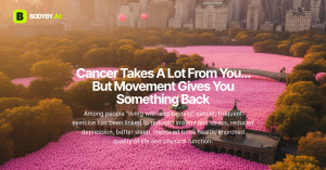 A park landscape filled with pink balloons highlights the message of hope and healing behind Bodyby.AI’s Power in Motion campaign supporting breast cancer survivors with AI-powered fitness programs.