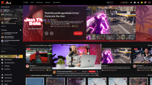 Interface preview of the SharePlay streaming platform highlighting featured creators, trending channels, and AI discovery during Closed Beta 2.0.
