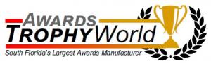The logo for Awards TrophyWorld in Miami, FL.