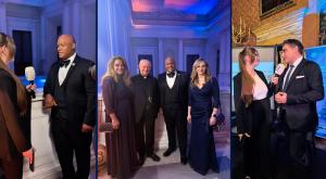Pastor Mark Burns, spiritual advisor to the U.S. President Donald Trump; Monsignor Vincenzo Paglia, President of the Pontifical Academy for Life; Maryna Ovtsynova, president of the ALLATRA International Public Movement, Aisha Hina Malik, Founder & CEO Aim