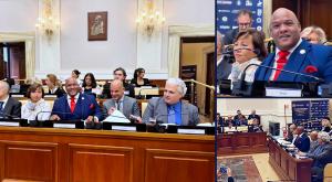Pastor Mark Burns speaks at the headquarters of the Pontifical Academy of Sciences in Vatican City during the World Changers Summit 2025