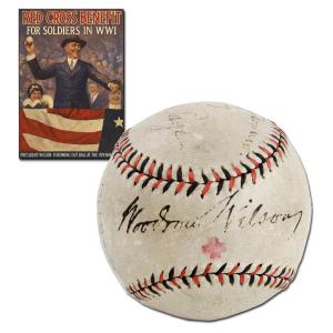 Lot 159 is a Spaulding No. 1 baseball signed by President Woodrow Wilson, VP Thomas Marshall, House Speaker Champ Clark and a few U.S. Congressmen during a World War I Red Cross fundraising event. Estimate: $15,000-$20,000