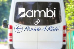 Bambi and Provide a Ride Logos on Transportation Van