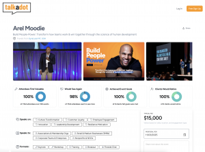 Example of a Talkadot speaker bookable profile
