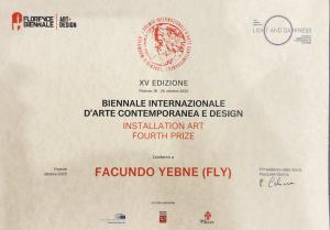 Close-up of the Florence Biennale 2025 Installation Art Fourth Prize presented to artist Facundo Yebne (FLY) for his installation UnityBeak: Hope and Resilience.