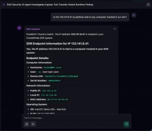 Ask RADBot answers security questions using information from your entire security stack.