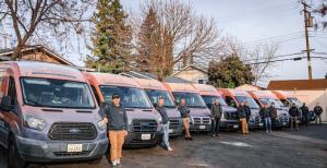 Fleet of Super Brothers Plumbing Heating & Air service vans lined up in Citrus Heights, symbolizing dependable HVAC, plumbing, and electrical service coverage across Northern California.