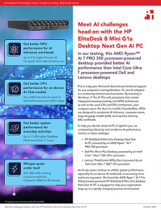 First page of a report titled: Meet AI challenges head‑on with the HP EliteDesk 8 Mini G1a Desktop Next Gen AI PC