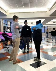 Student Wearing Operation Warm Coat