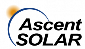 Words Ascent Solar with an outline of the Earth and the Sun rising above it