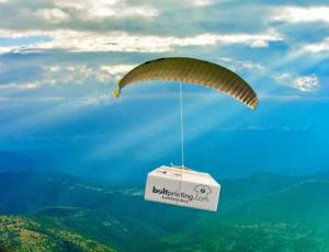Bolt Printing package in flight symbolizing nationwide 50% off UPS Ground shipping offer.