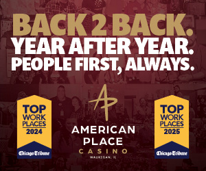American Place Casino and the Top Workplaces 2024 and 2025 Logos