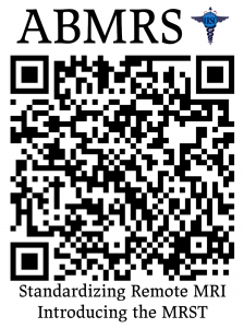 ABMRS Webinar Registration QR Code: "Standardizing Remote MRI. Introducing the MRST."