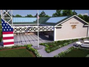 Exterior rendering of the LT Michael P. Murphy Navy SEAL Museum and Sea Cadet Training Facility
