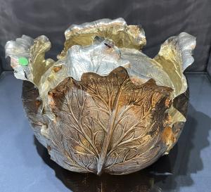 Sterling silver 925 cabbage bowl with glass band insert made in Italy around 1960 by Mario Buccellati, 3.8 kilograms, in excellent condition. Estimate: $12,000-$15,000