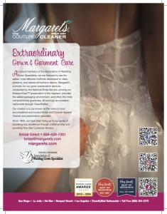 Margaret's the Couture Cleaner is a proud members of the Association of Wedding Gown Specialists, we are licensed to use the safest, most effective methods developed to clean, preserve, and restore all heirloom fabrics. 